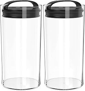 Prepara Evak Fresh Saver, 4 Quart Airless Canister with Black handle, Clear (Pack of 2)