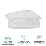 Compostable 8oz Clear Rectangular Deli Containers With Lids by ECO PRODUCTS – 8oz, 8 ounces, PLA Plastic, Clear, Pack of 300