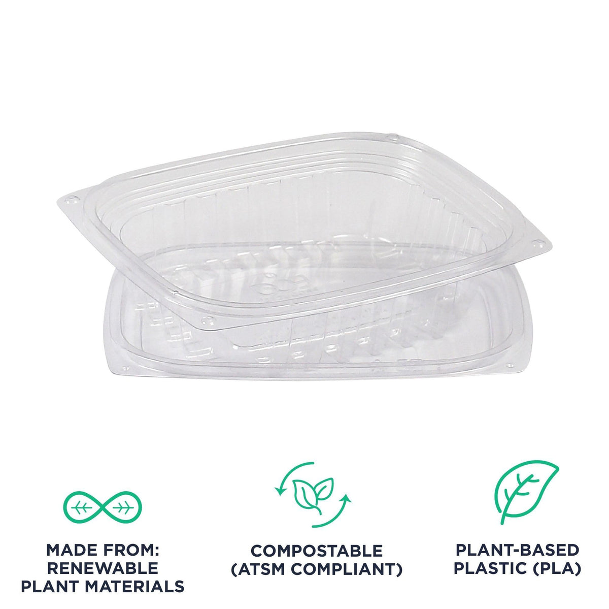 Compostable 8oz Clear Rectangular Deli Containers With Lids by ECO PRODUCTS – 8oz, 8 ounces, PLA Plastic, Clear, Pack of 300