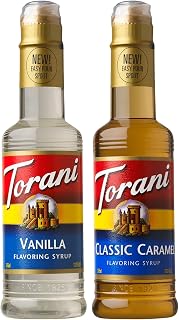 Torani Syrups, Classic Caramel and Vanilla Syrup Variety 2-Pack, Coffee Syrups for Drinks, 12.7 Fl Oz Ea