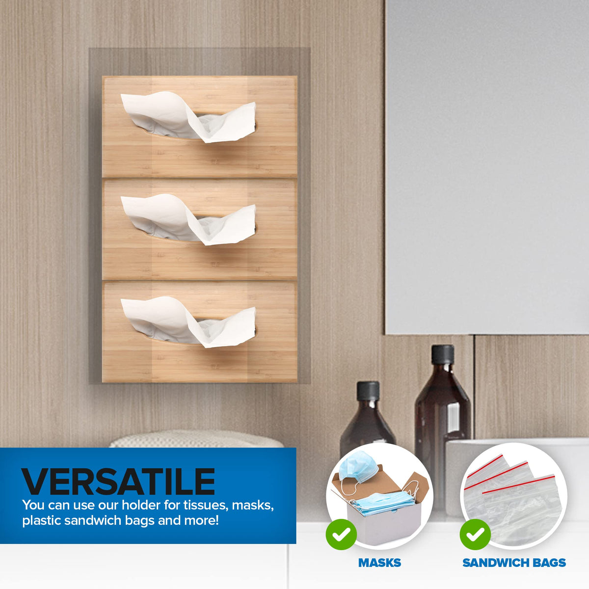 Triple Acrylic Gloves Dispenser by Stock Your Home – 1 Count, Plastic, Clear, Model 3477
