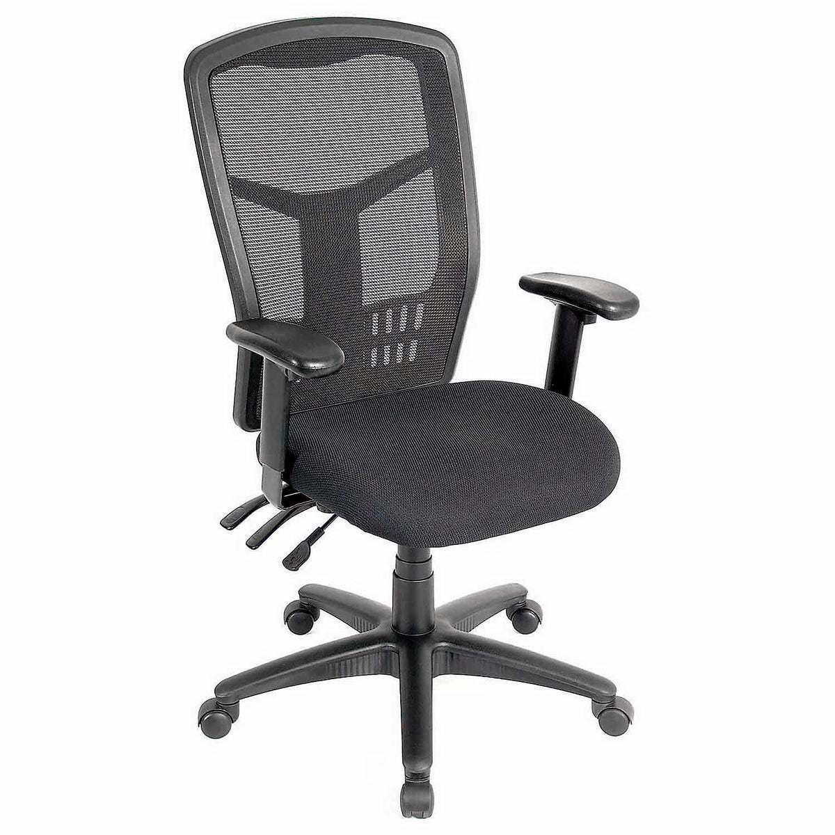Interion Mesh Back Office Chair with High Back & by Global Industrial – 20"W x 18.5"D x 23.5"H, Black, Model A90342TMI+38L1