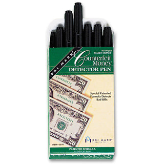 Smart Money Counterfeit Bill Detector Pen by Dri Mark – Portable, Black, Pack of 12, Model 351R-1