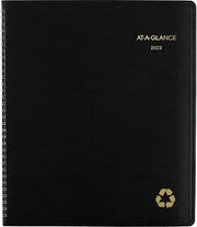 AT-A-GLANCE 2023 Monthly Planner, 9" x 11", Large, Recycled, Monthly Tabs, Black (70260G05)