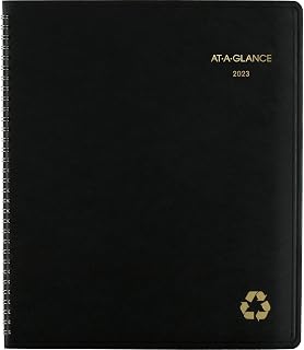 AT-A-GLANCE 2023 Monthly Planner, 9" x 11", Large, Recycled, Monthly Tabs, Black (70260G05)