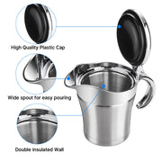 Shofilt Stainless Steel Gravy Boat, Double Wall Insulated, 17oz, Silver