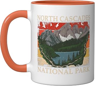 North Cascades National Park Scenic Adventure Ceramic Mug, Orange/White