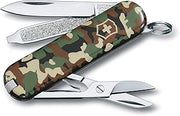 Victorinox Classic, Swiss Army Pocket Knife, Small, Multi Tool, Camping, 7 Functions, Blade, small, Nail file, Screwdriver 2.5 mm, Camouflage