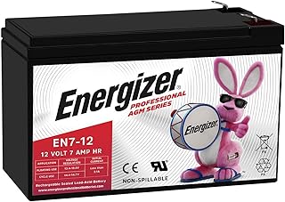 Energizer EN7-12, 12 Volt 7 Amp Hr, Long Lasting Sealed Lead Acid AGM