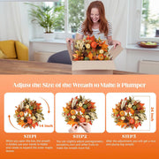Antizz Autumn Wreath, 24 Inch Diameter, Multicolor Pumpkin Maple