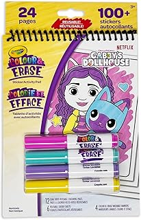 Crayola Colour & Erase Reusable Sticker Activity Pad, Gabby's Dollhouse
