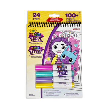 Colour & Erase Reusable Sticker Activity Pad by Crayola – 6 inches x 9.5 inches, Paper, Multi-colored, Pack of 105, Model 806945