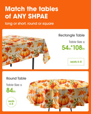 Pureegg Plastic Tablecloth, 54 x 108 Inch Rectangle, Pumpkin Harvest 10 Pack