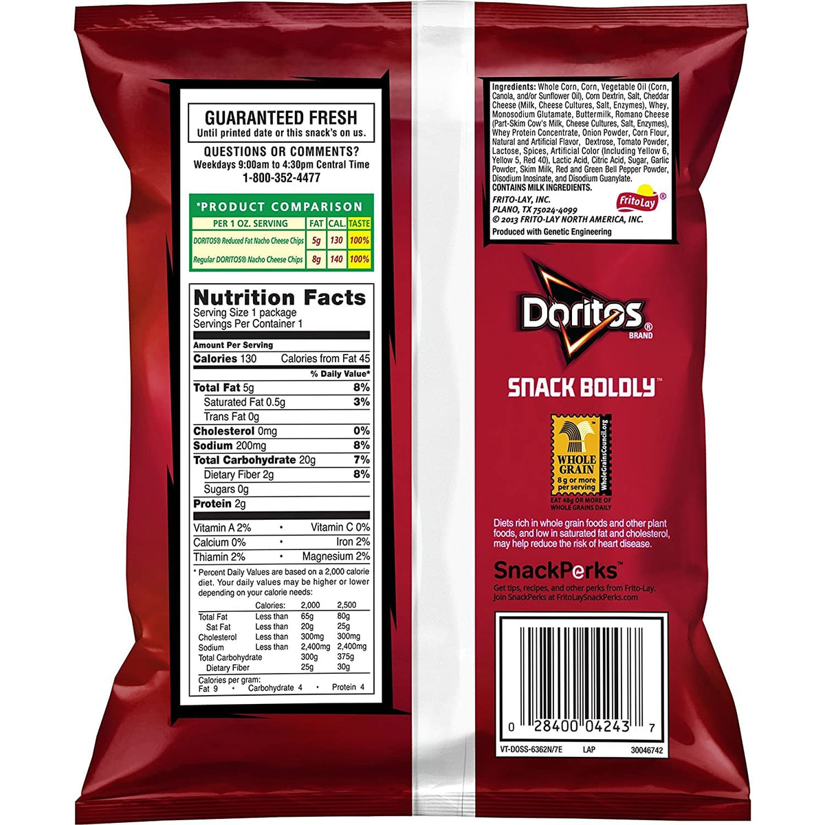 Doritos Reduced Fat Nacho Cheese / 72 Ounce (Pack of 1) / No Color Tortilla