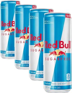 Red Bull Energy Drink, Sugar Free, 12 Fl Oz (Pack of 4)