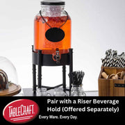 Industrial Collection Glass Beverage Dispenser by Tablecraft – 2.0 gallons, Wood, Clear, Model 10090
