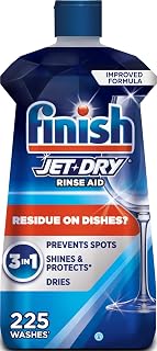 Finish Jet-Dry Dishwasher Rinse Aid, Compatible with Dishwasher Detergent, Prevents Spots & Residues, Dries, Shine & Protects, 23 oz, 225 Washes.