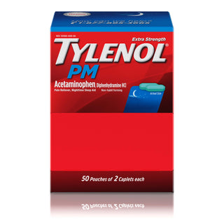 PM Extra Strength Sleep Aid Caplets by Tylenol – 2 Count (Pack of 50), Packets, Pack of 50, Model TYLPM2