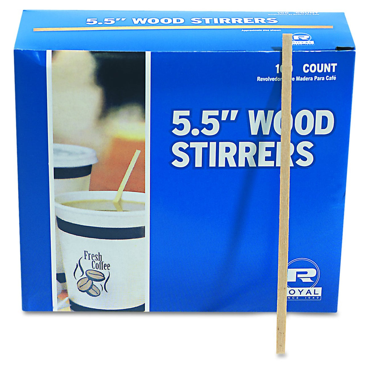 Royal Paper R810BX Wood Coffee Stirrers – 5 1/2" Long, Woodgrain (Box of 100)