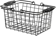 American Metalcraft RBHB975 9" x 7" Black Rectangular Basket w/ Handles