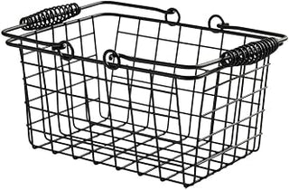 American Metalcraft RBHB975 9" x 7" Black Rectangular Basket w/ Handles