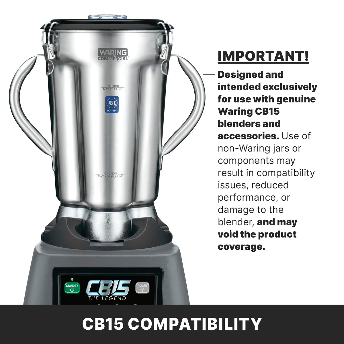 Waring SS Container | Blade and Lid / 1-Gallon / Silver Blender Replacement Parts