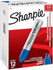 Sharpie King Size Permanent Markers, Large Chisel Tip, Blue, 12 Count - Office, Home, Teacher Supplies, Great for Poster Boards