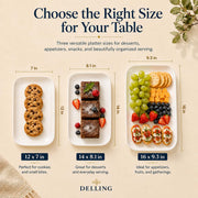 Delling Porcelain Serving Platter Set, 16/14/12 Inch, White