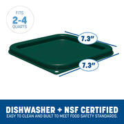 Squares Square Food Storage Container Lid with Stackable Design for Catering by Carlisle FoodService Products – For 2-4 Quart Container, 2.0 quarts, Proprietary Blend, Green
