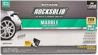 Rust-Oleum RockSolid Marble Mountain White Floor Coating | Marbleized Appearance, One Coat System, Durable Surface Protection, Interior Concrete Floors, 1 Car Kit