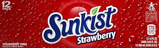 Sunkist Strawberry Soda, 12 Fl oz (Pack of 12)