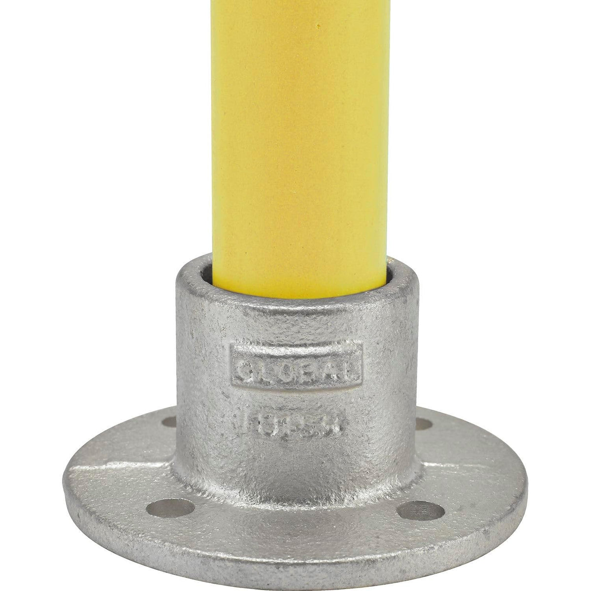 1-1/4" Size Medium Flange Pipe Fitting (1.72" Fitting I.D.) by Global Industrial – 4"L x 4"W x 2.5"H, Galvanized Iron, Gray, Model 798738