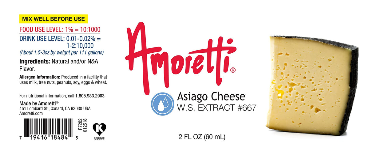 Asiago Cheese Extract Water Soluble 2 oz - Highly Concentrated & Perfect For Pastry by Amoretti – 2 oz, No Artificial Colors