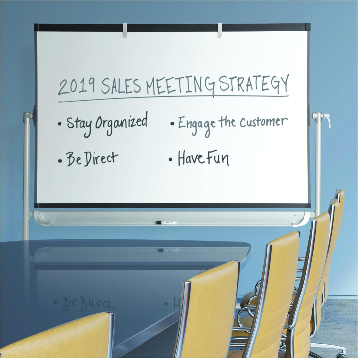 Easel, Magnetic Whiteboard, 4' x 3', Reversible, Mobile, Flipchart Holder, Prestige 2, Black Frame () by Quartet – 48"W x 36"H, Glass, Black, Model ECM43P2