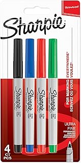 Sharpie Permanent Markers | Ultra-Fine Point | Assorted Classic Colours | 4 Count