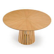 Weiss - Mid-Century Modern Natural Oak Round Dining Table by Limari Home – Rubberwood, Natural, Model LIM-85572