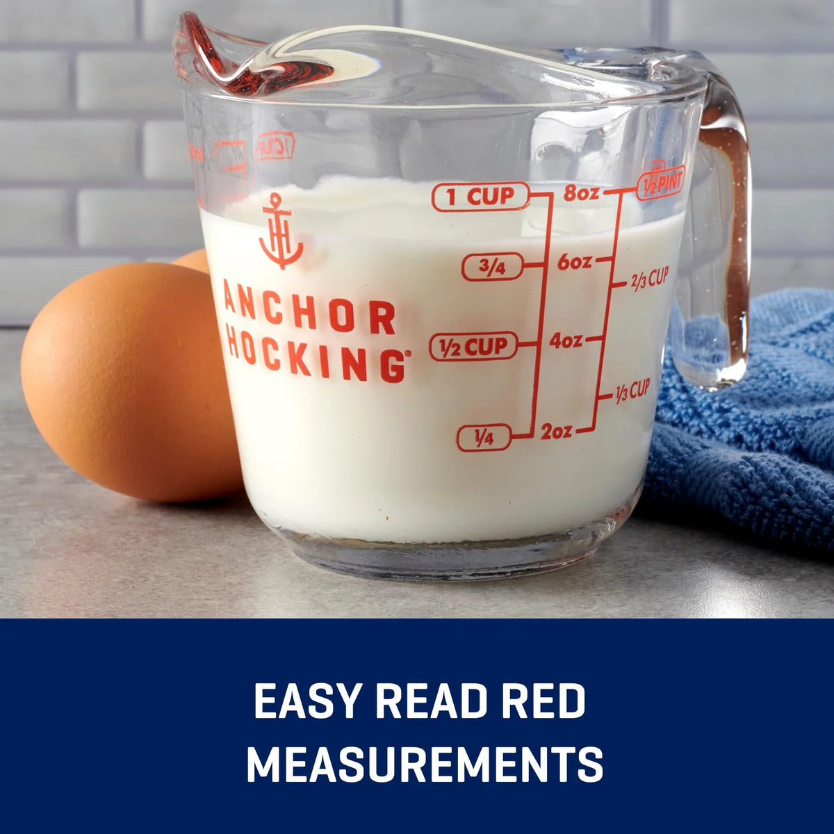 16 Oz Measuring Cup by Anchor Hocking – 16 ounces, Glass, Clear, Model 55177OL13