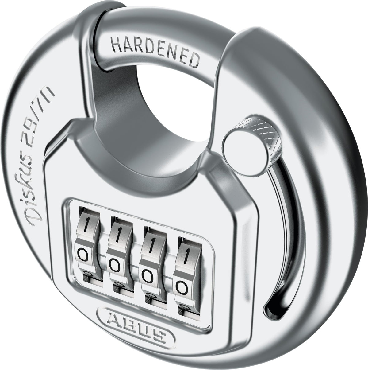 Diskus Combo Padlock - Combination Lock with 4-Digit Combination by ABUS – Single, Edelstahl, Silver, Model 29/70