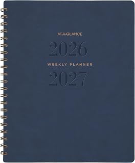 AT-A-GLANCE Planner 2026-2027 Weekly & Monthly Academic 13-Month July-July, 8-1/2" x 11", Signature, Navy (YP905A20)