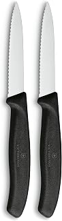 Victorinox Swiss Classic, Paring Knife, Extra Sharp Blade, Wavy Edge, 8 cm, Robust Plastic Handle, Stainless Steel, Black