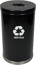 Witt Industries 18RTBK-1H Steel 35-Gallon 1 Opening Recycling Container with 1 Plastic Liner, Legend "Recycle", Round, 18" Diameter x 33" Height, Black