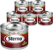 Sterno Canned Heat Ethanol Gel Fuel, 45-Minute Burn, 6 Pack | Smart can indicator changes color when too hot to handle, UL 2997 validated, indoor/outdoor