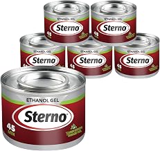 Sterno Canned Heat Ethanol Gel Fuel, 45-Minute Burn, 6 Pack | Smart can indicator changes color when too hot to handle, UL 2997 validated, indoor/outdoor