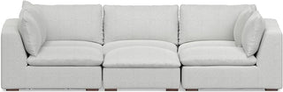 SIMPLIHOME Jasmine Pit Sectional Modular Sofa in Performance Fabric, Cloud Grey, 124-inches Wide, Handcrafted Contemporary-Style Convertible Sleeper Sofa for Living Room
