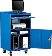 Global Industrial Mobile Computer Cabinet, Blue, 27" W x 24" D x 49-1/4"H
