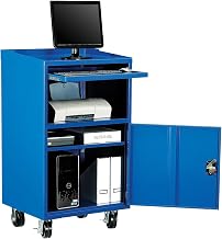 Global Industrial Mobile Computer Cabinet, Blue, 27" W x 24" D x 49-1/4"H