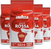 Lavazza Qualità Rossa Whole Bean Coffee, Medium Roast, Arabica and Robusta Blend, 2.2 lb Bag (Pack of 4)