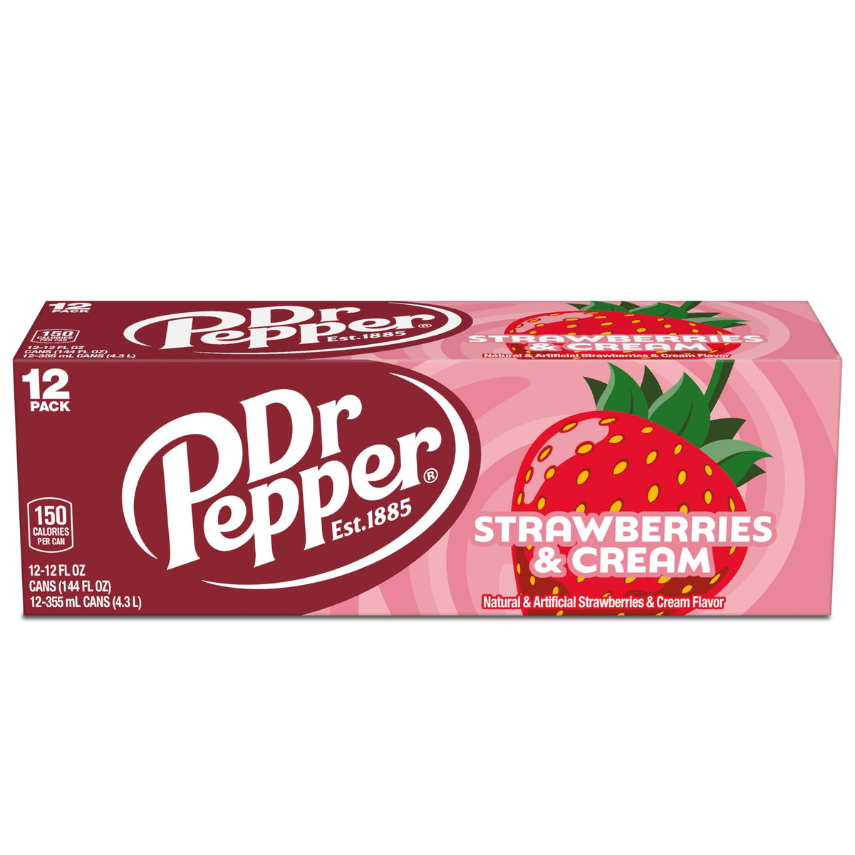Strawberries and Cream Soda by Dr Pepper – 12 Fl Oz (Pack of 12), Pack of 12, Model DRPSC