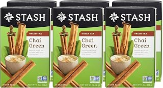 Stash Tea Green Chai Tea, 20 Count Tea Bags in Foil (Pack of 5)