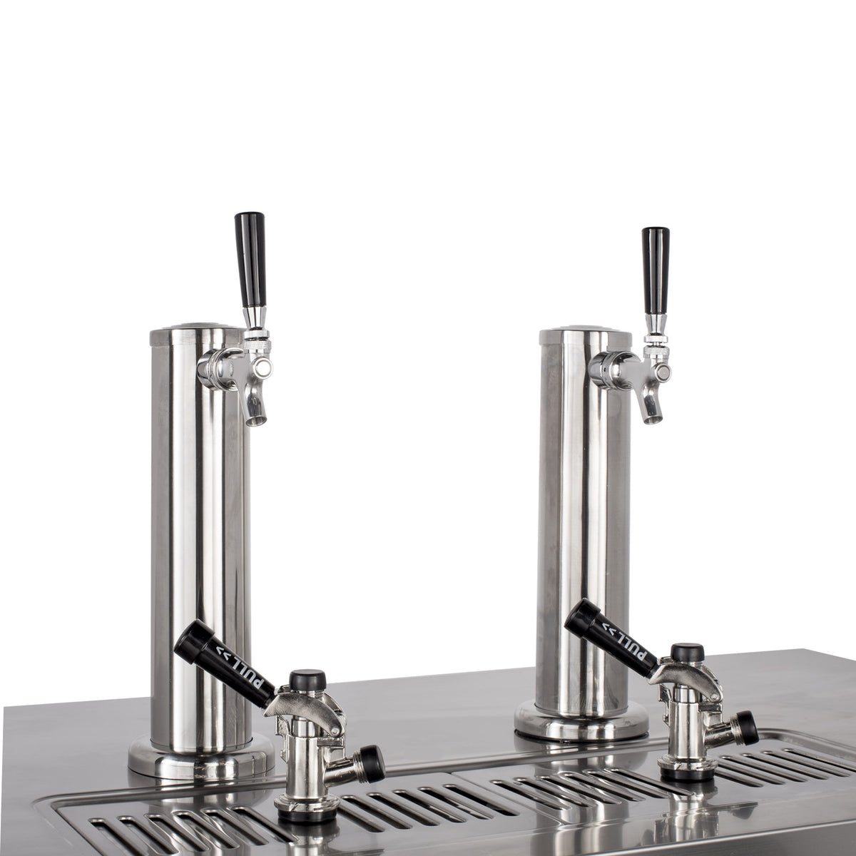 Dual Tower Beer Dispenser by MAXX Cold – 47.5 Inch Wide, 10.5 cubic_feet, Stainless Steel, Black, Model MXBD48-2BHC
